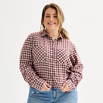 Juniors' Plus Size SO® Shrunken Flannel Shirt