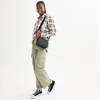 Juniors' SO® Oversized Flannel Button-Down Shirt