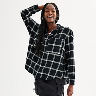 Juniors' SO® Oversized Flannel Button-Down Shirt