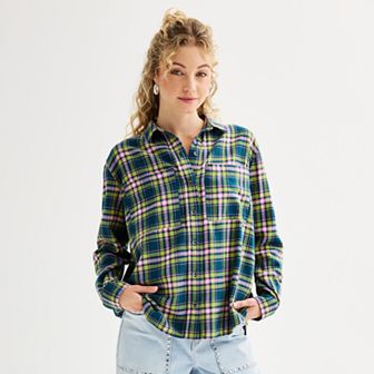 Juniors' SO® Oversized Flannel Button-Down Shirt