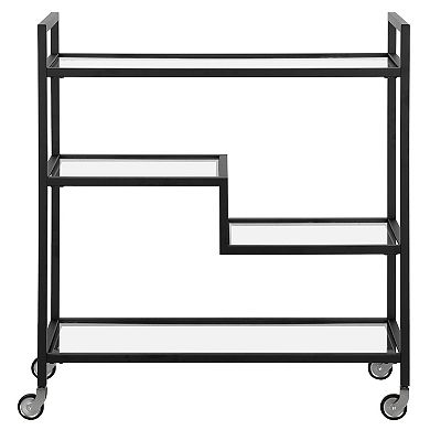 Finley & Sloane Lovett Rectangular Bar Cart with Glass Shelves