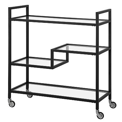 Finley & Sloane Lovett Rectangular Bar Cart with Glass Shelves