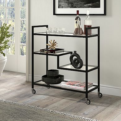 Finley & Sloane Lovett Rectangular Bar Cart with Glass Shelves