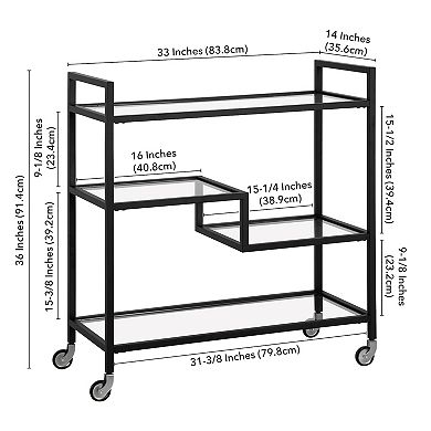 Finley & Sloane Lovett Rectangular Bar Cart with Glass Shelves