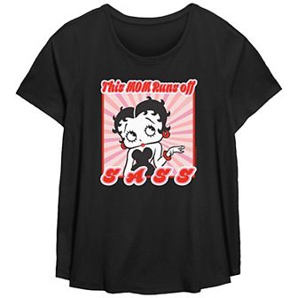 Plus Size Betty Boop My Mom Runs Off Sass Scoop Hem Flowy Graphic Tee