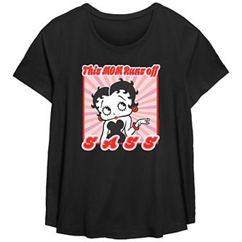 Plus Size Betty Boop My Mom Runs Off Sass Scoop Hem Flowy Graphic Tee