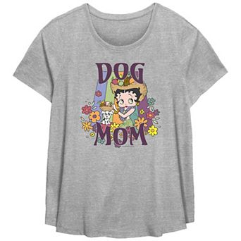 Plus Size Betty Boop Dog Mom Scoop Hem Flowy Graphic Tee