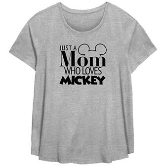 Disney Mickey Mouse Plus Size Just A Mom Who Loves Mickey Scoop Hem Flowy Graphic Tee