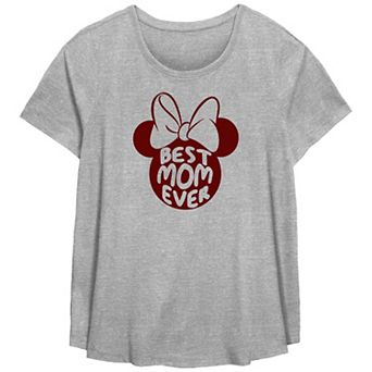 Disney Minnie Mouse Plus Size Best Mom Ever Scoop Hem Flowy Graphic Tee