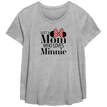 Disney Minnie Mouse Plus Size Just A Mom Who Loves Minnie Scoop Hem Flowy Graphic Tee