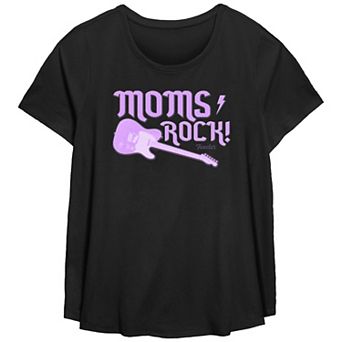 Plus Size Fender Moms Always Rock Scoop Hem Flowy Graphic Tee
