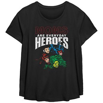 Plus Size Avengers Moms Are Everyday Heroes Scoop Hem Flowy Graphic Tee