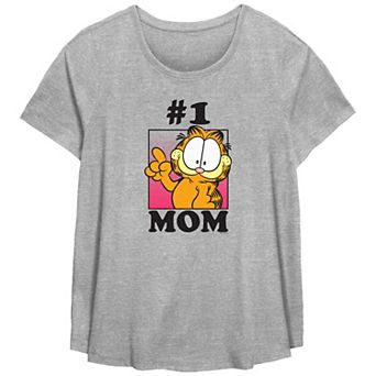 Plus Size Garfield #1 Mom Scoop Hem Flowy Graphic Tee