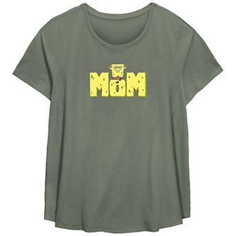 Plus Size SpongeBob SquarePants Mom Scoop Hem Flowy Graphic Tee