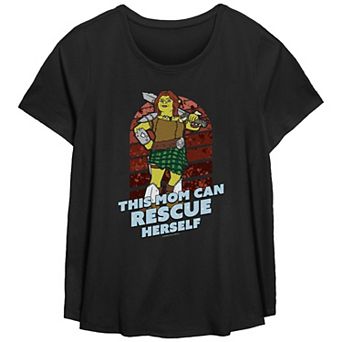 Plus Size Shrek This Mom Can Rescue Herself Scoop Hem Flowy Graphic Tee