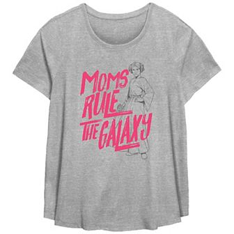 Plus Size Star Wars Moms Rule The Galaxy Scoop Hem Flowy Graphic Tee