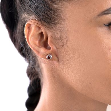 Gemistry Sterling Silver Stone Stud Halo Duo Set