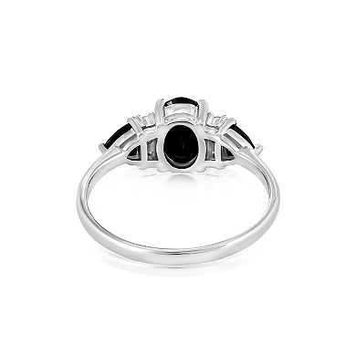 Gemistry Sterling Silver Stone & Cubic Zirconia 3 Stone Ring