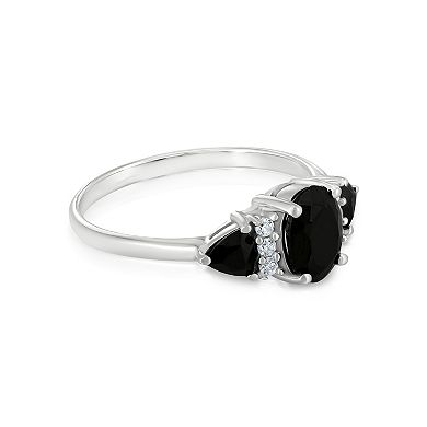 Gemistry Sterling Silver Stone & Cubic Zirconia 3 Stone Ring