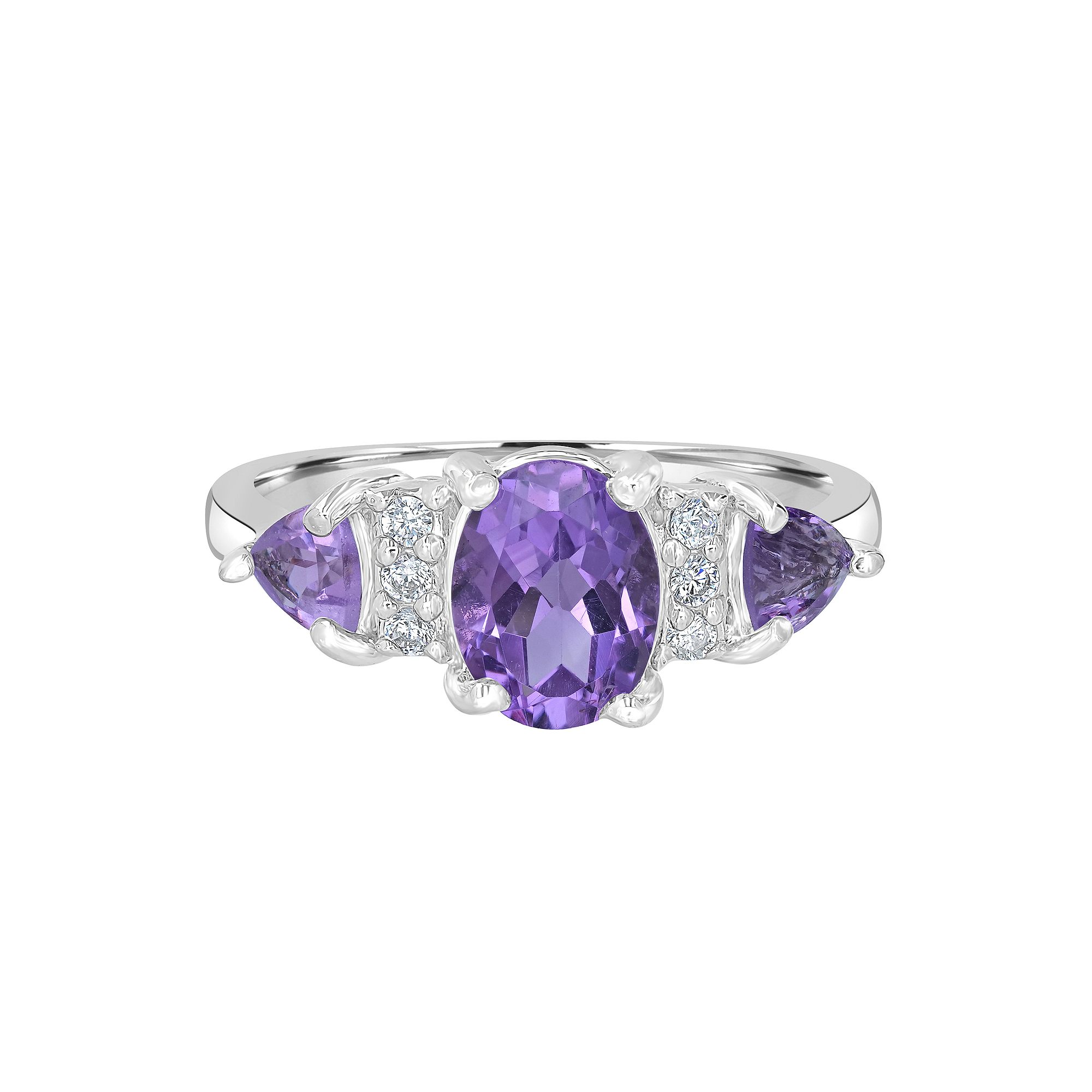Gemistry Sterling Silver Stone & Cubic Zirconia 3 Stone Ring, Womens, Size