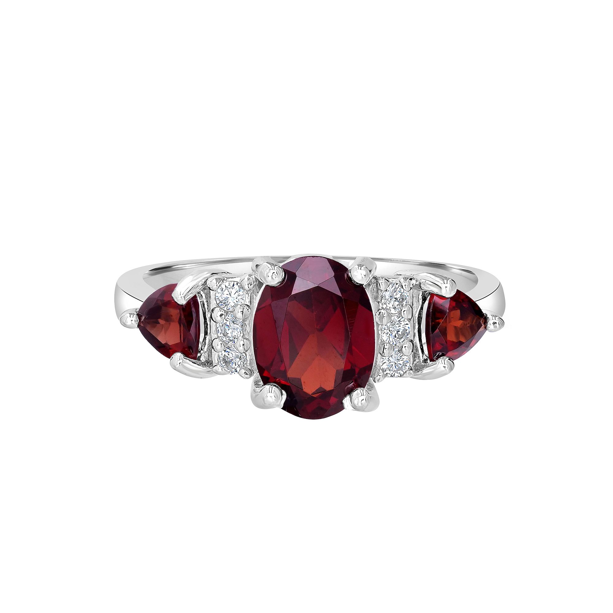 Gemistry Sterling Silver Stone & Cubic Zirconia 3 Stone Ring, Womens, Size