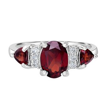 Gemistry Sterling Silver Stone & Cubic Zirconia 3 Stone Ring