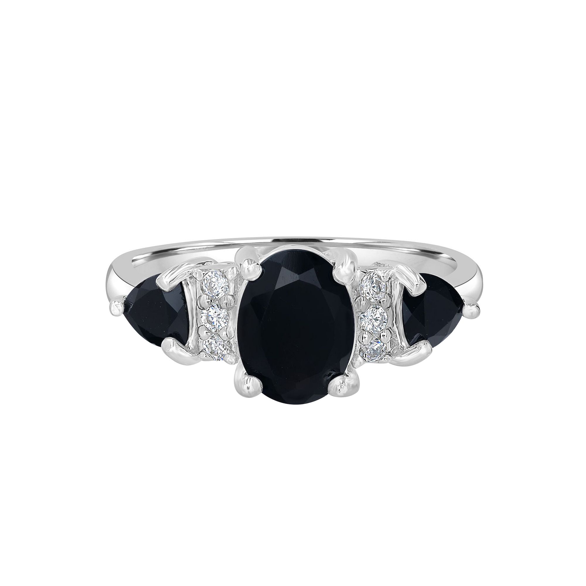 Gemistry Sterling Silver Stone & Cubic Zirconia 3 Stone Ring, Womens, Size