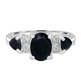 Gemistry Sterling Silver Stone & Cubic Zirconia 3 Stone Ring