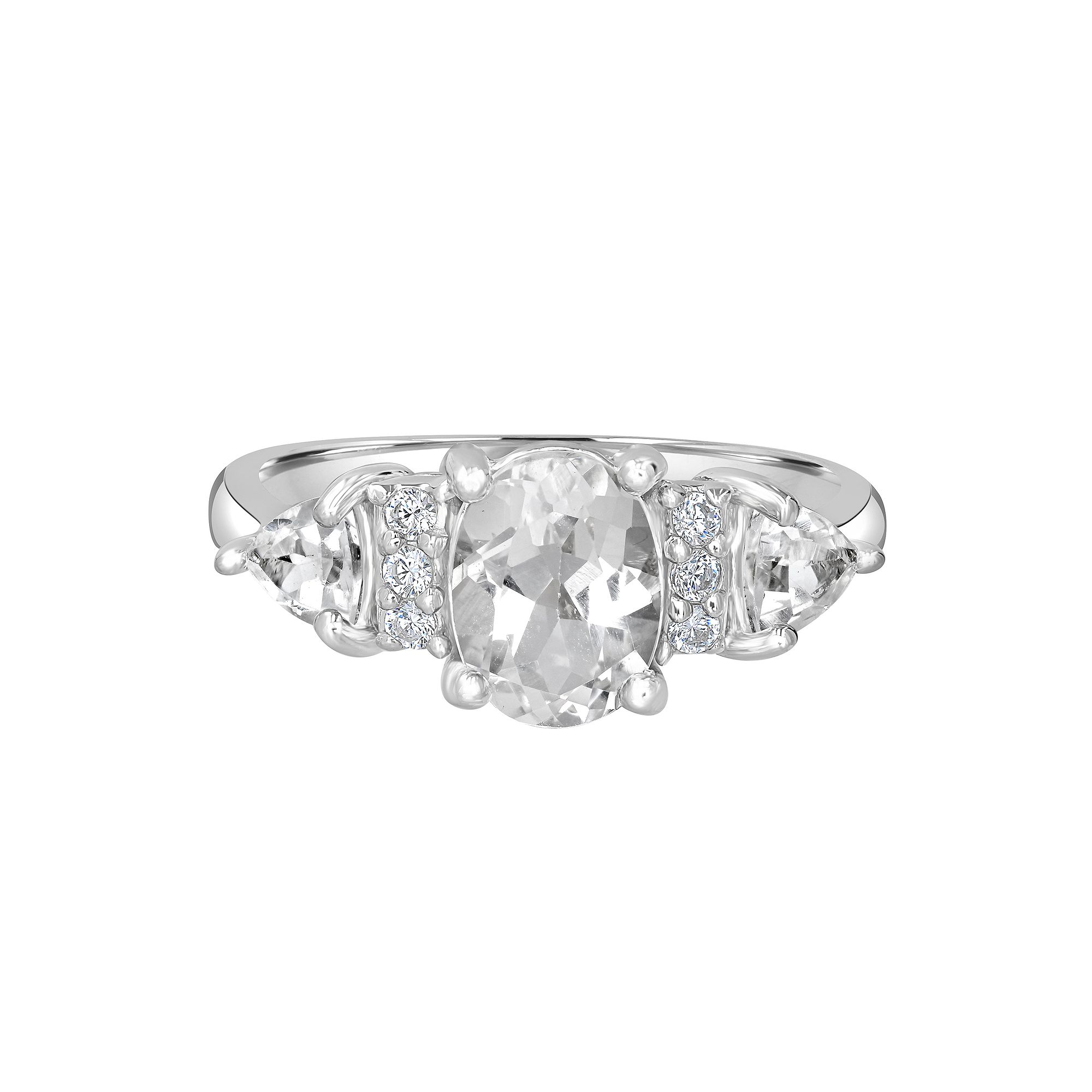 Gemistry Sterling Silver Stone & Cubic Zirconia 3 Stone Ring, Womens, Size