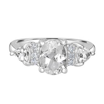 Gemistry Sterling Silver Stone & Cubic Zirconia 3 Stone Ring