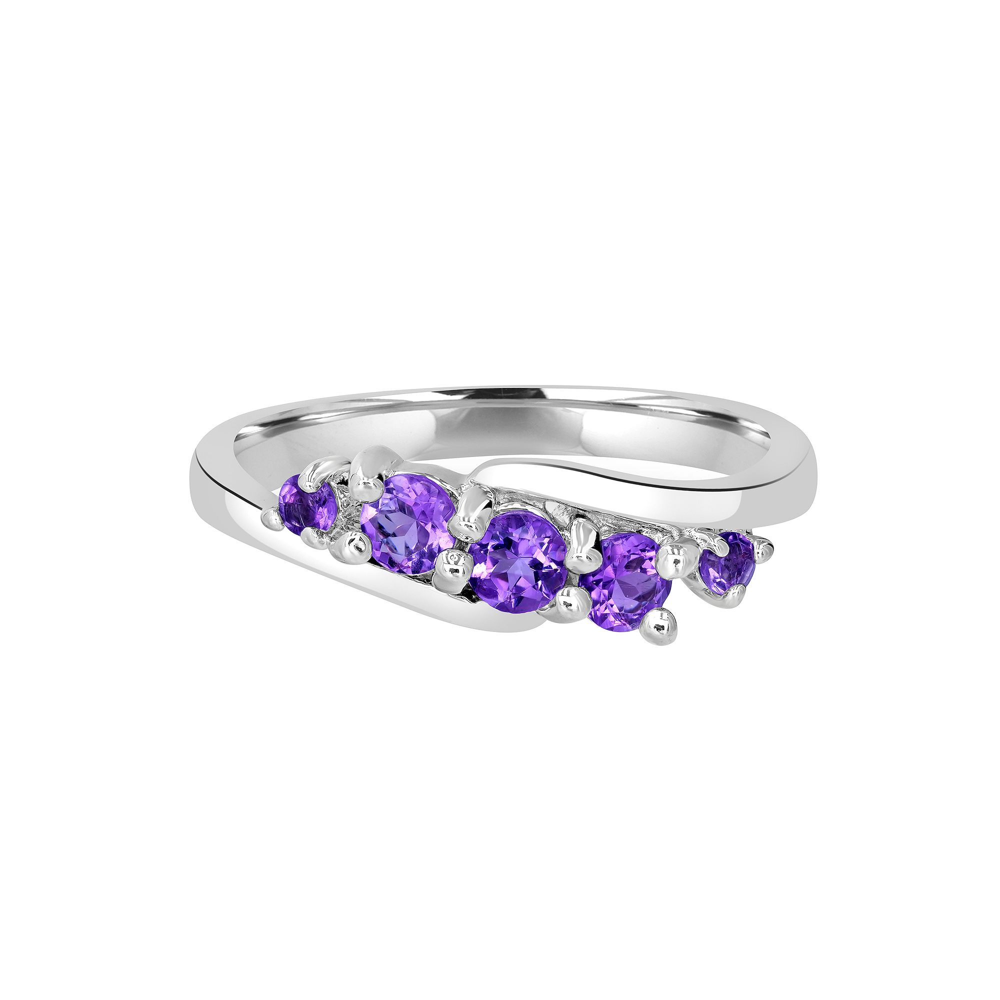 Gemistry Sterling Silver Stone Wave Ring, Womens, Size: 7, Purple