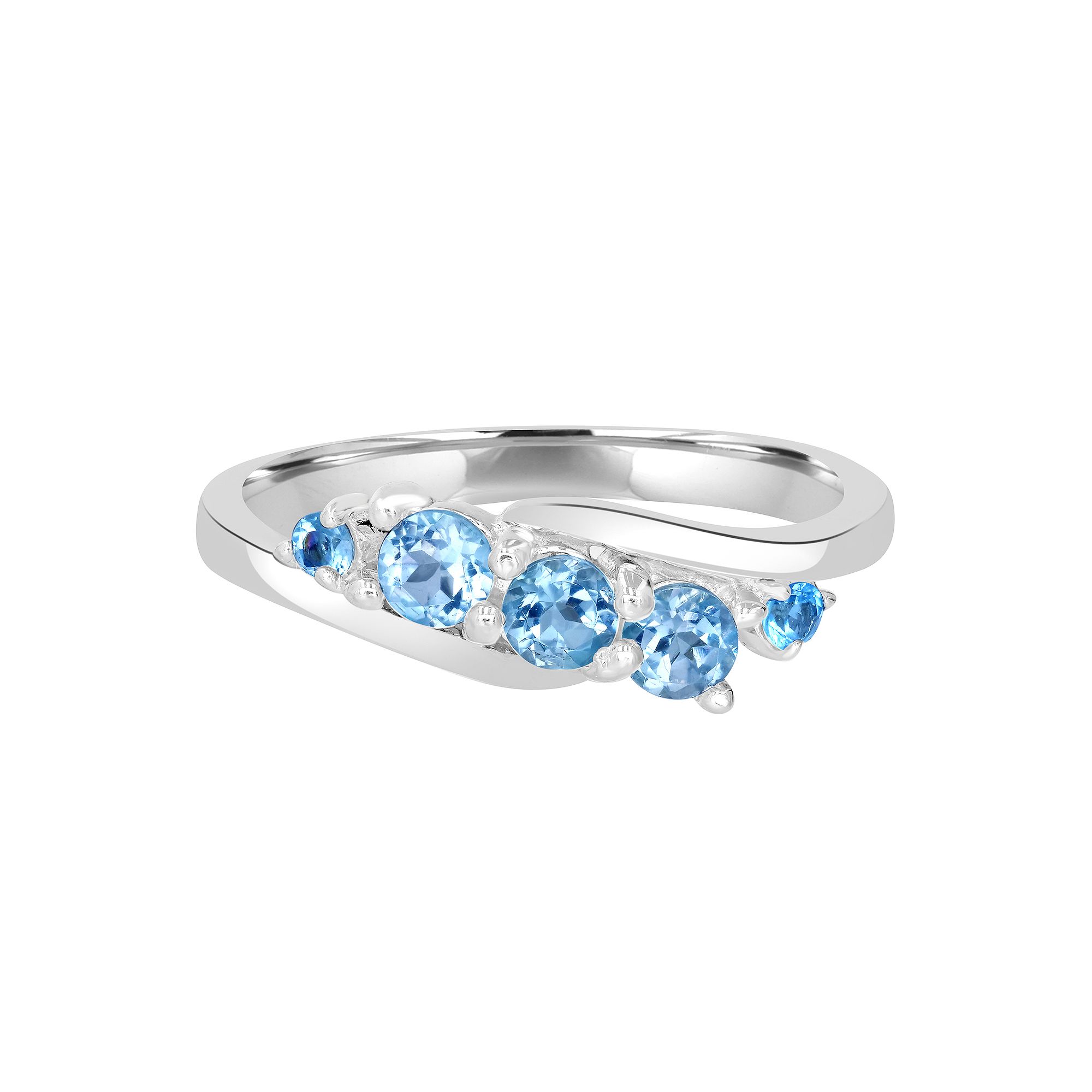Gemistry Sterling Silver Stone Wave Ring, Womens, Size: 9, Blue Topaz