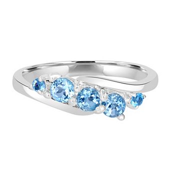 Gemistry Sterling Silver Stone Wave Ring