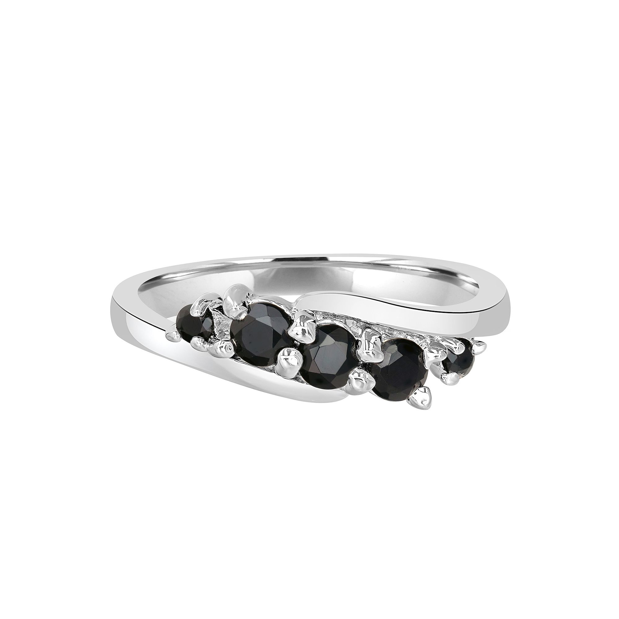 Gemistry Sterling Silver Stone Wave Ring, Womens, Size: 8, Black