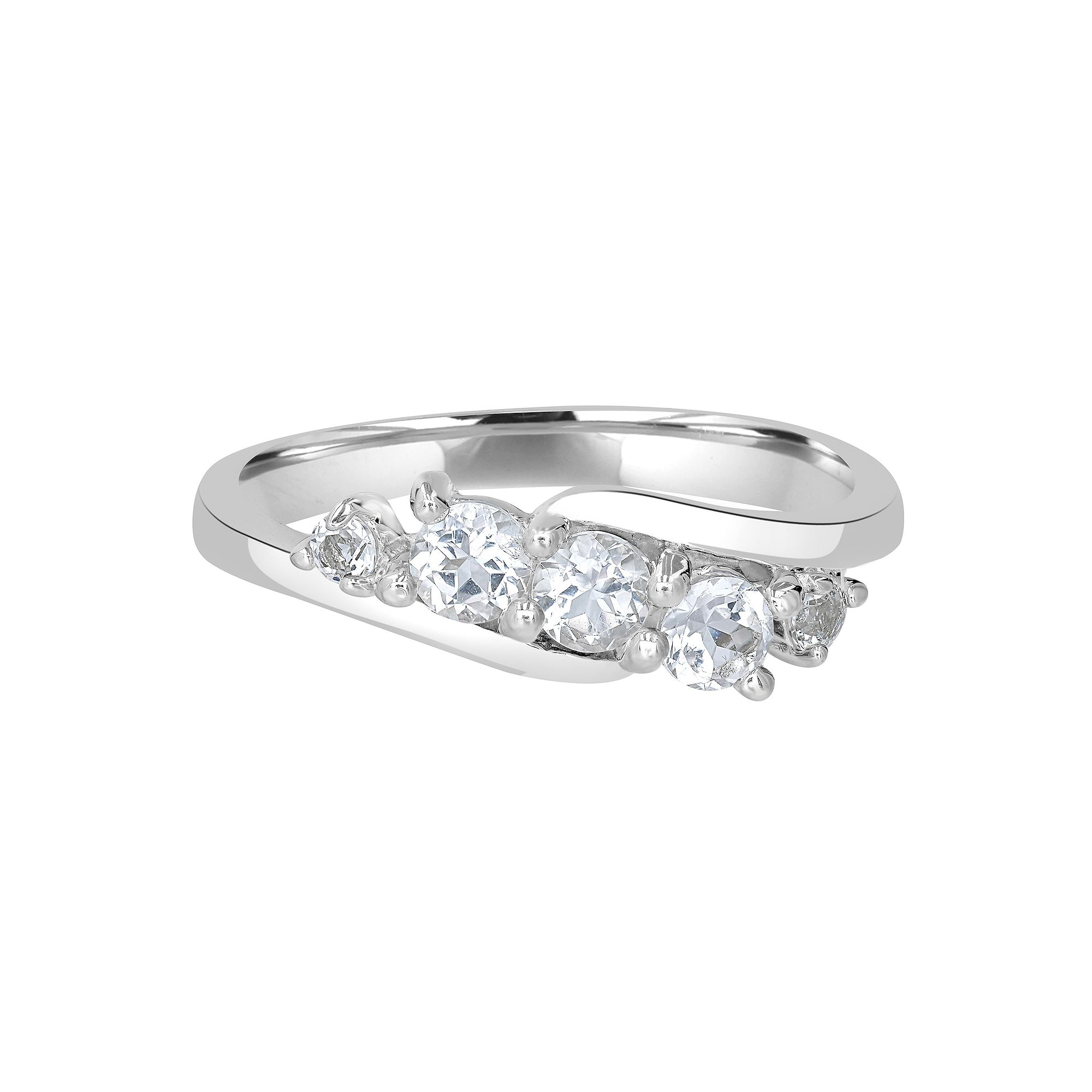 Gemistry Sterling Silver Stone Wave Ring, Womens, Size: 9, White Topaz