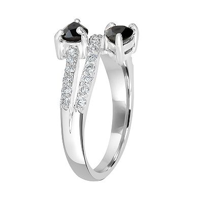 Gemistry Sterling Silver Stone & Cubic Zirconia Pear Bypass Ring