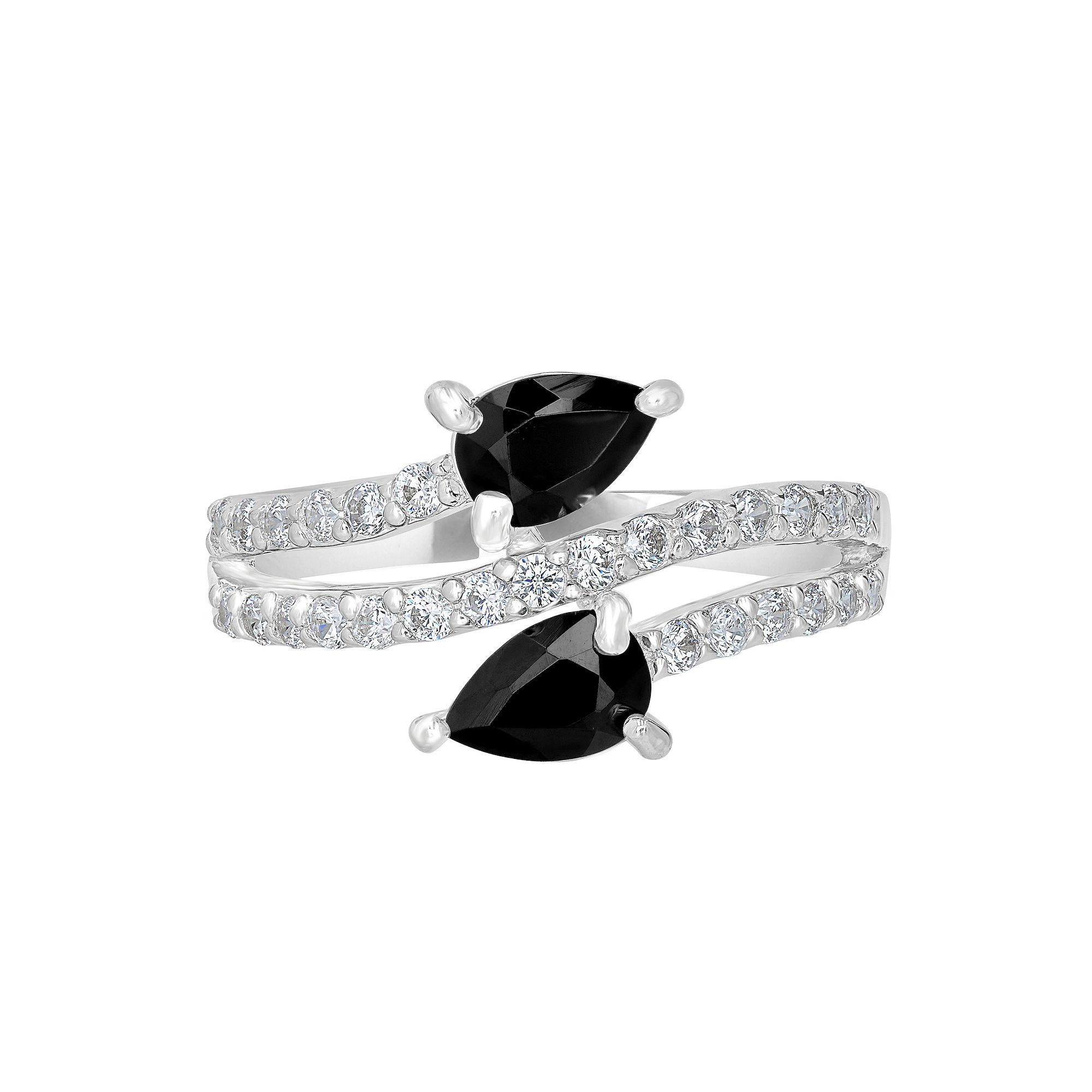 Gemistry Sterling Silver Stone & Cubic Zirconia Pear Bypass Ring, Womens, 