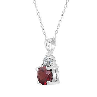 Gemistry Sterling Silver Round Stone & Cubic Zirconia Pendant Necklace