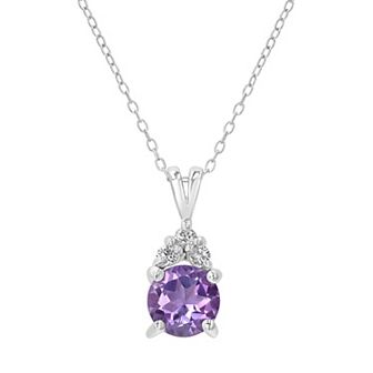 Gemistry Sterling Silver Round Stone & Cubic Zirconia Pendant Necklace
