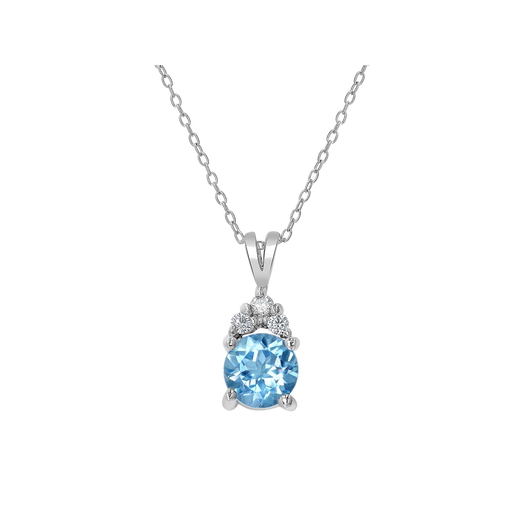 Gemistry Sterling Silver Round Stone & Cubic Zirconia Pendant Necklace, Wo