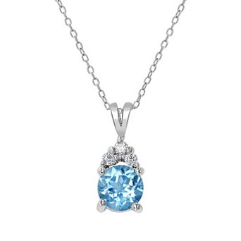 Gemistry Sterling Silver Round Stone & Cubic Zirconia Pendant Necklace