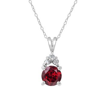 Gemistry Sterling Silver Round Stone & Cubic Zirconia Pendant Necklace