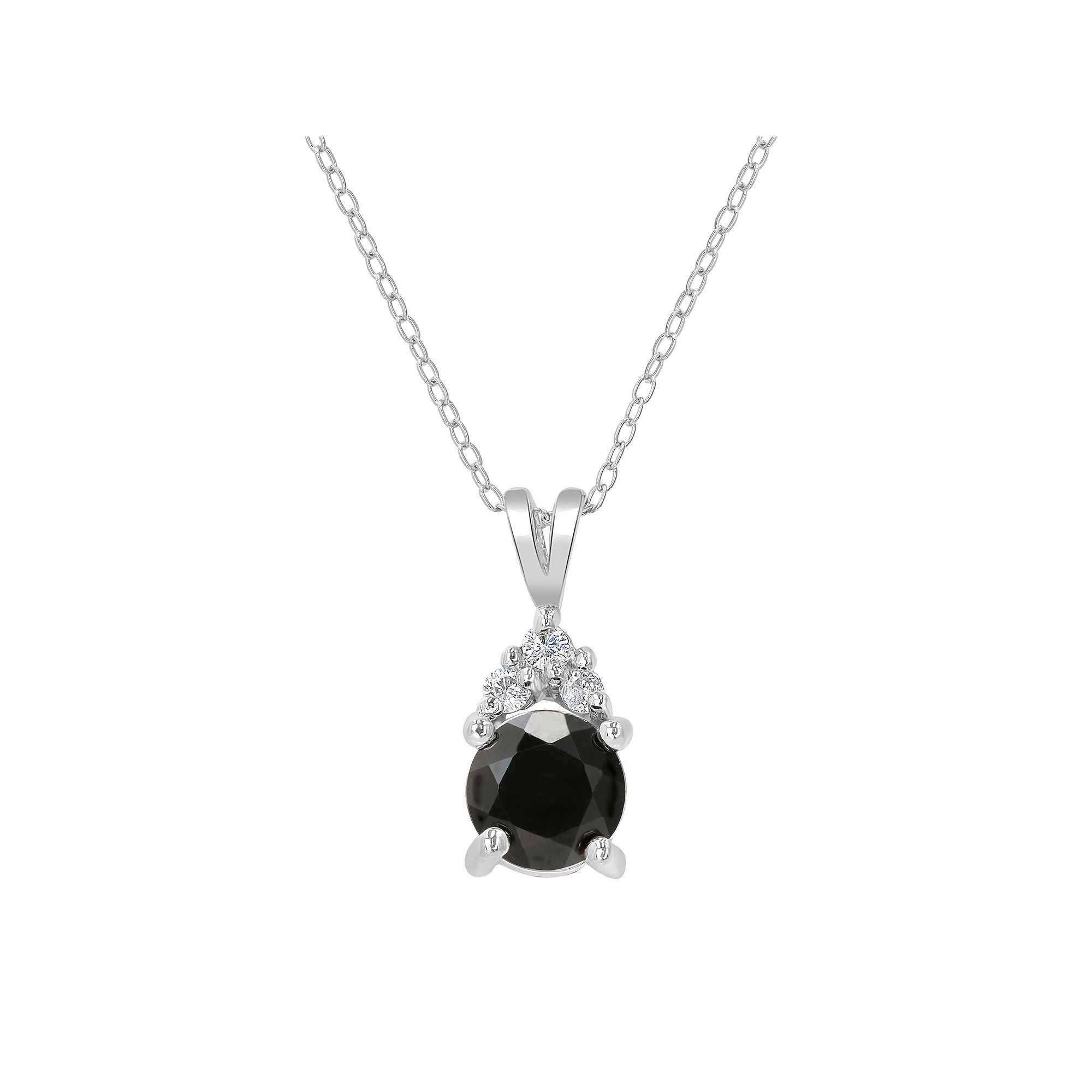 Gemistry Sterling Silver Round Stone & Cubic Zirconia Pendant Necklace, Wo