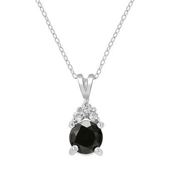 Gemistry Sterling Silver Round Stone & Cubic Zirconia Pendant Necklace