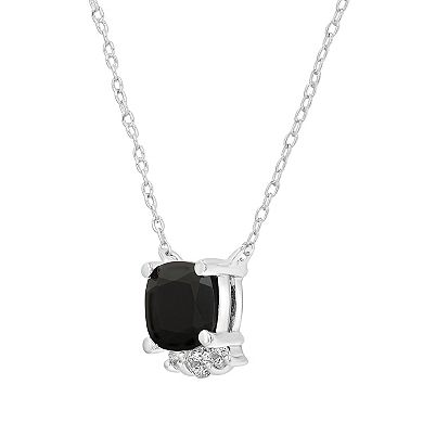 Gemistry Sterling Silver Stone & Cubic Zirconia Cushion Cut Necklace