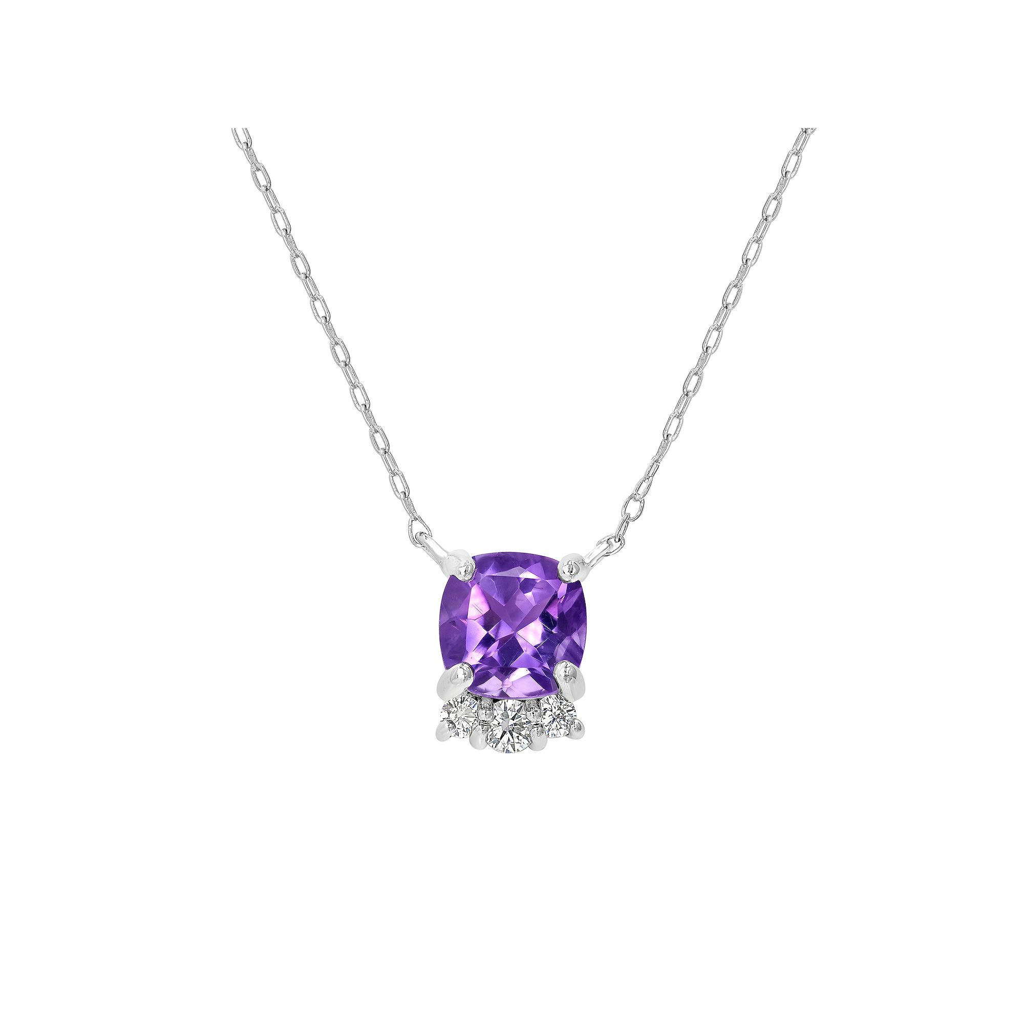 Gemistry Sterling Silver Stone & Cubic Zirconia Cushion Cut Necklace, Wome