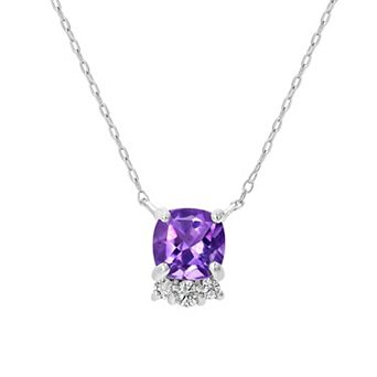 Gemistry Sterling Silver Stone & Cubic Zirconia Cushion Cut Necklace