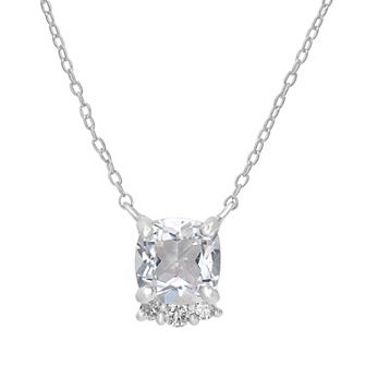Gemistry Sterling Silver Stone & Cubic Zirconia Cushion Cut Necklace