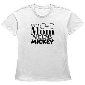 Disney Mickey Mouse Women's Just A Mom Who Loves Mickey Basic Fit Graphic Tee