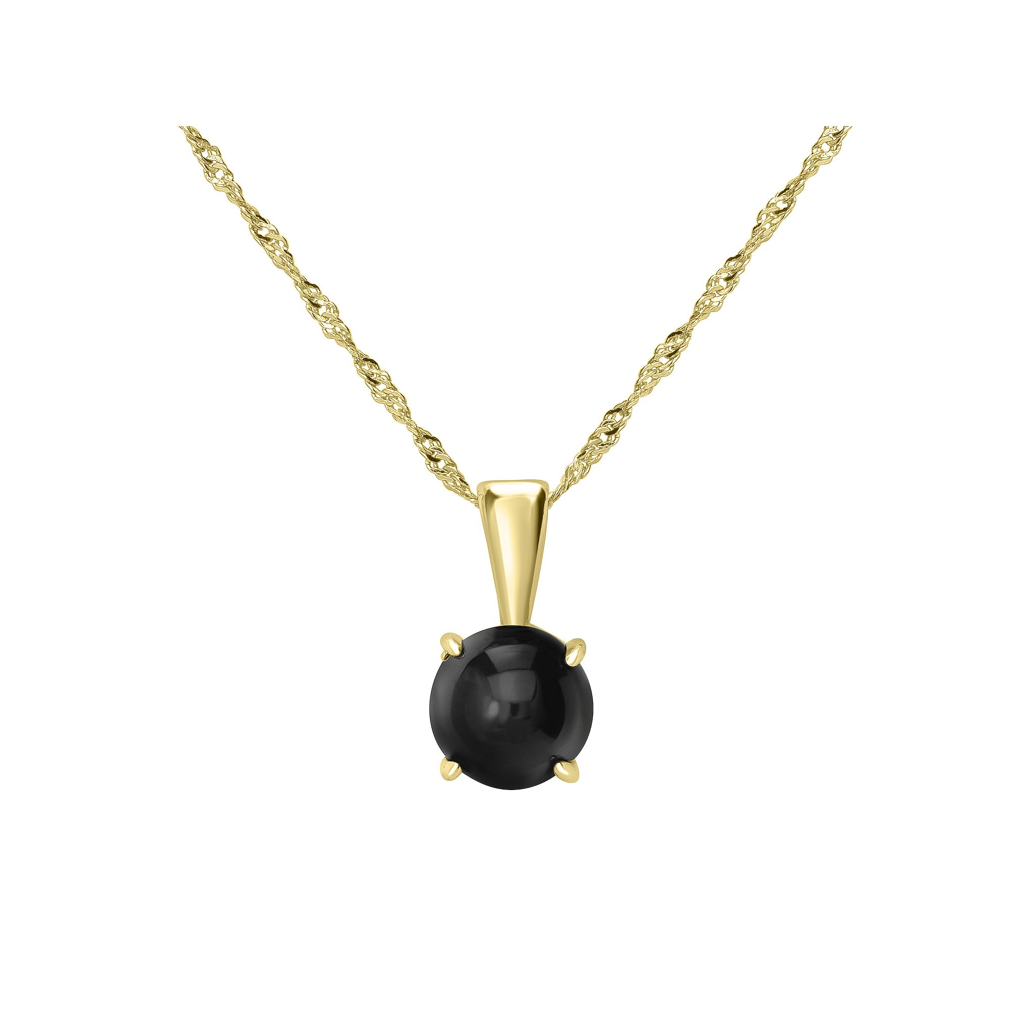Gemistry 14k Gold over Sterling Silver Stone Round Pendant Necklace, Women